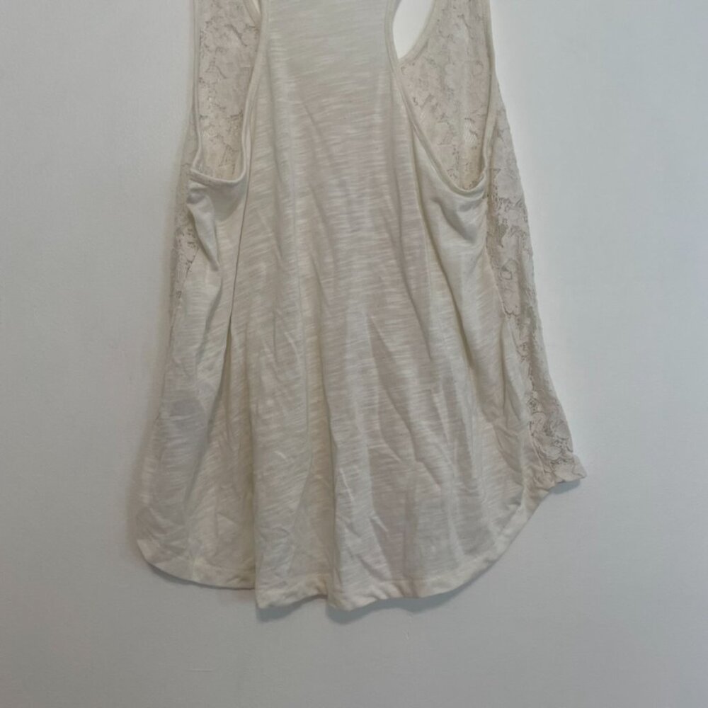 FOREVER 21 White Floral Lace Front / Solid Back Mixed Media Twee Racerback Tank - Picture 14 of 15